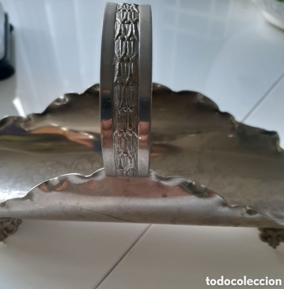 Antig&uuml;edades: Cestillo de metal plateado. Grabado - Foto 2
