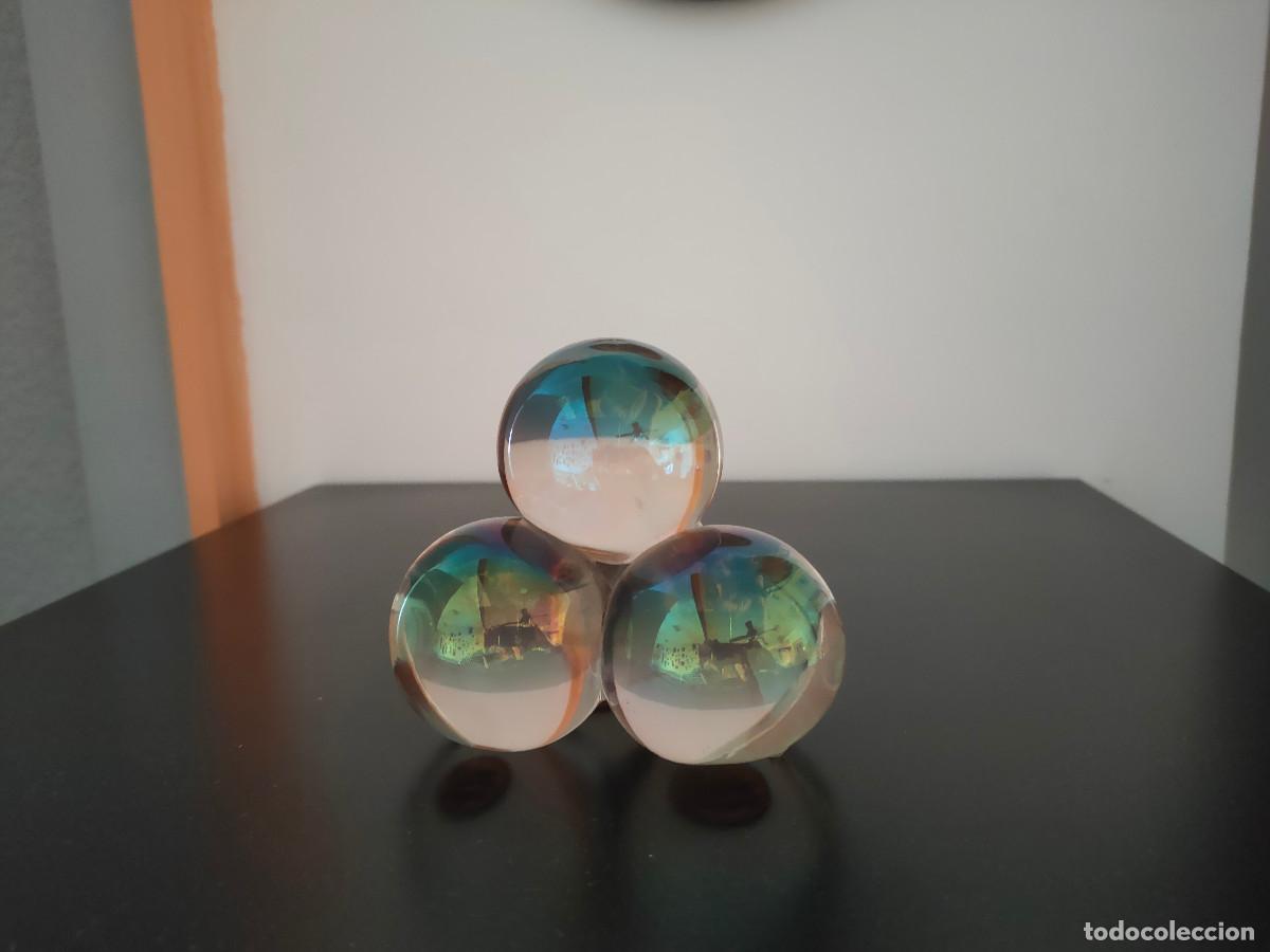 Antig&uuml;edades: Pisapapeles cuatro bolas de cristal - Foto 2