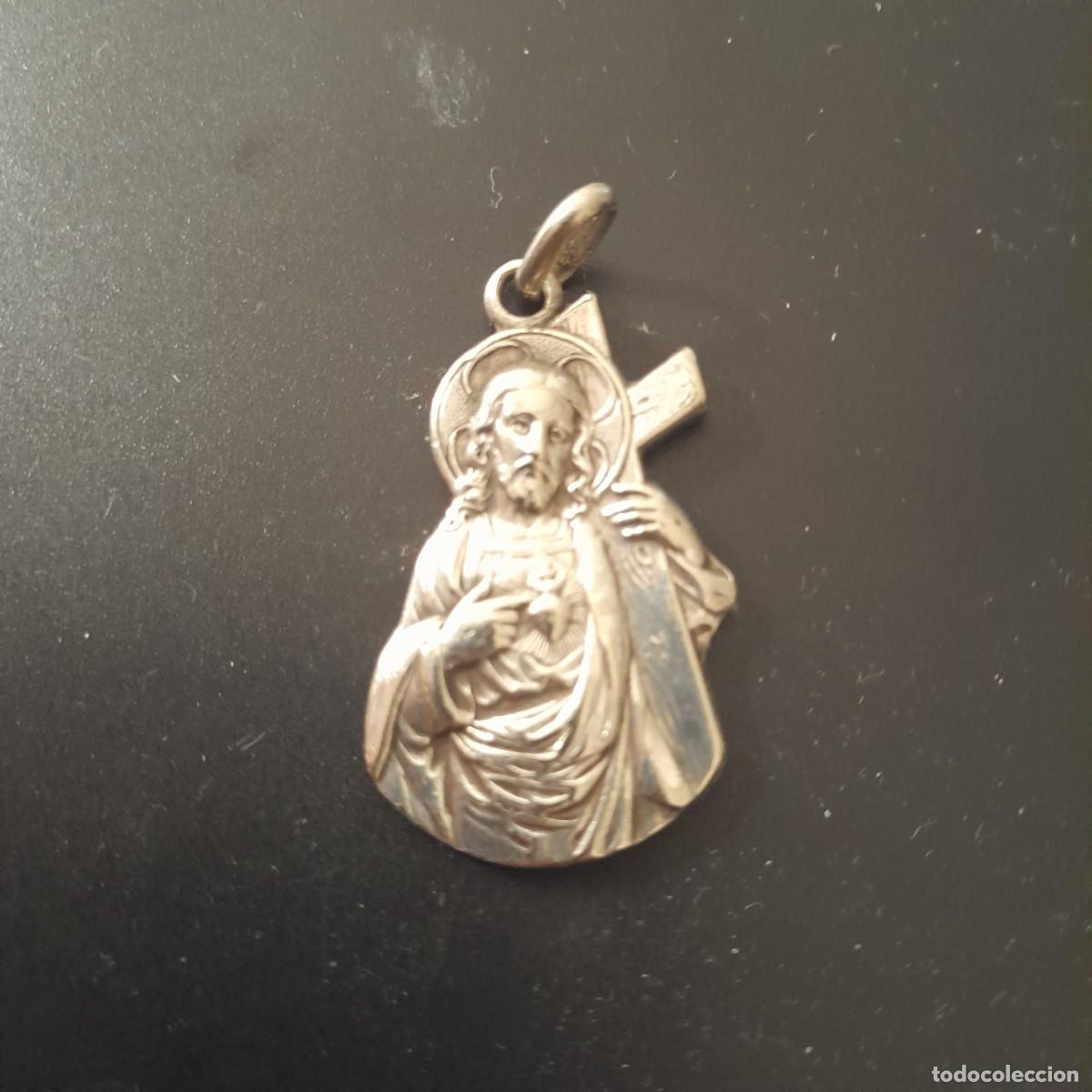 Antig&uuml;edades: Medalla plata Sagrado coraz&oacute;n de Jes&uacute;s - Foto 4