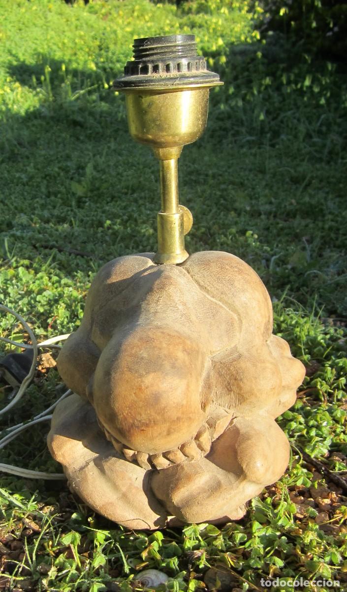 Antig&uuml;edades: lampara tallada en madera budha - Foto 2