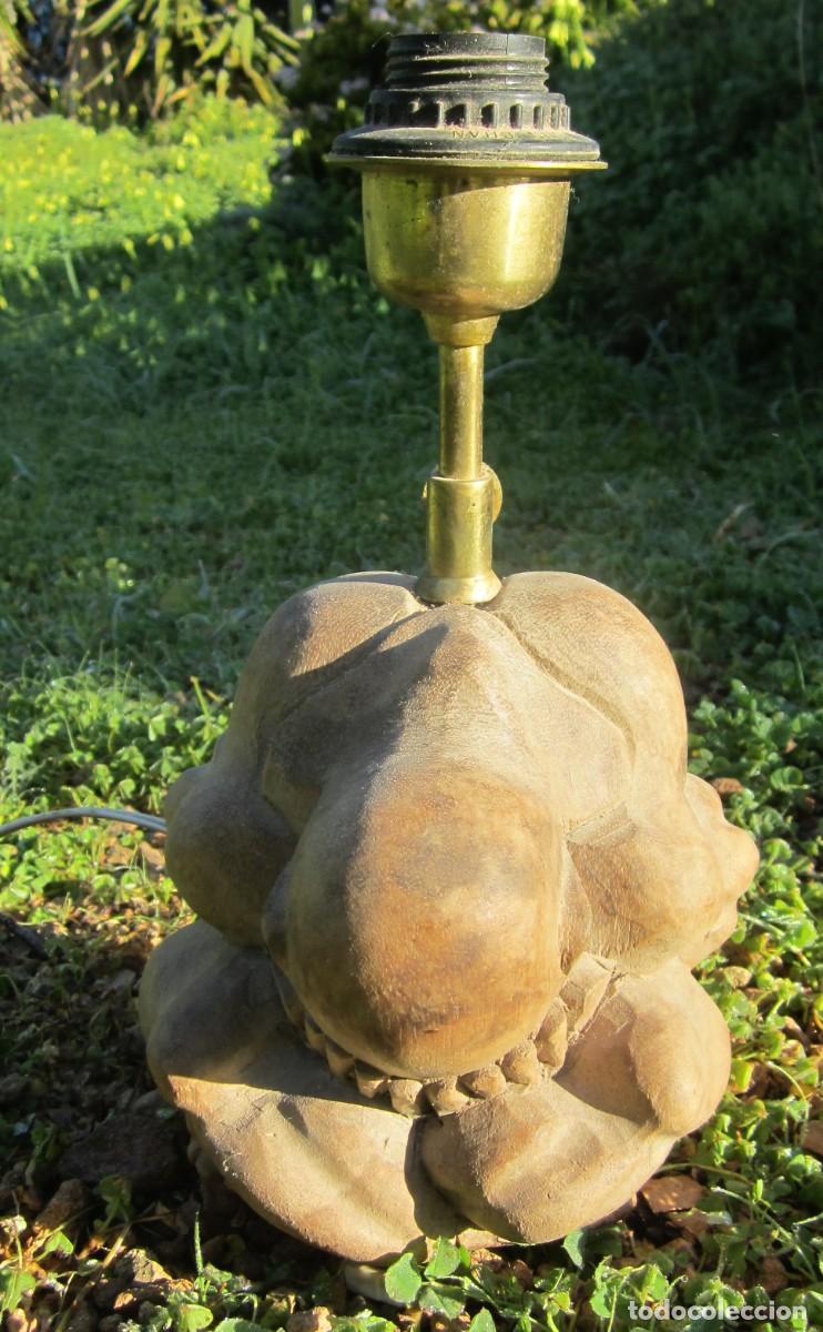 Antig&uuml;edades: lampara tallada en madera budha - Foto 5