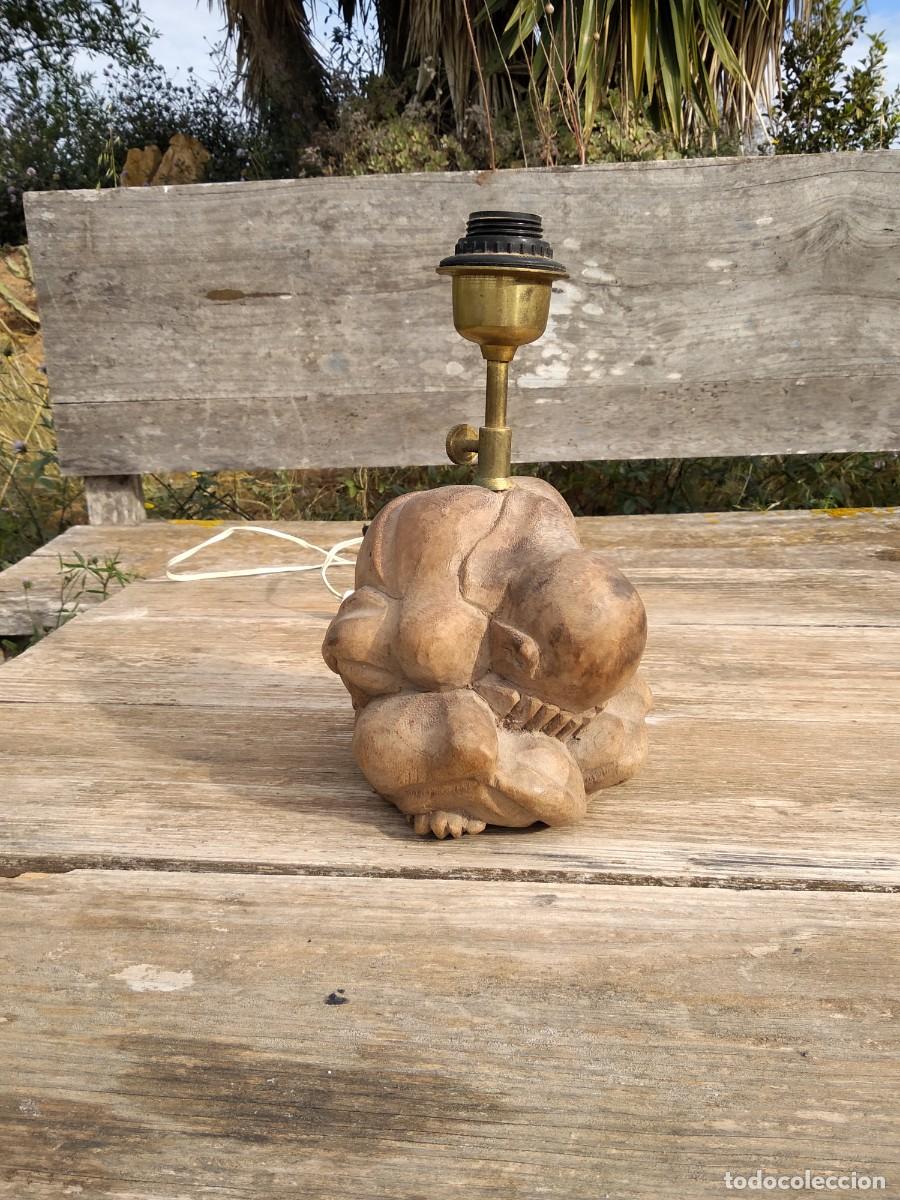 Antig&uuml;edades: lampara tallada en madera budha - Foto 8