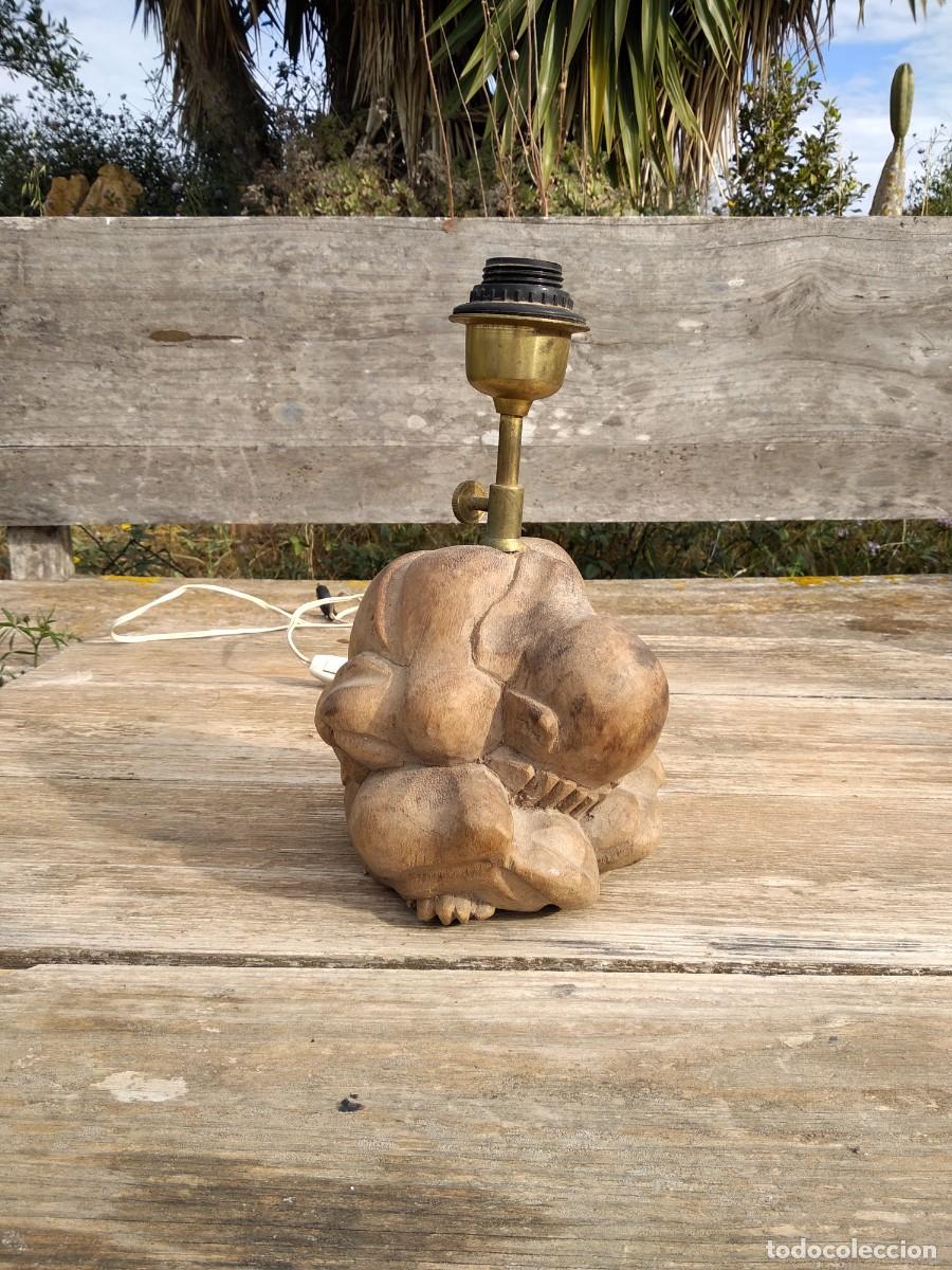 Antig&uuml;edades: lampara tallada en madera budha - Foto 9
