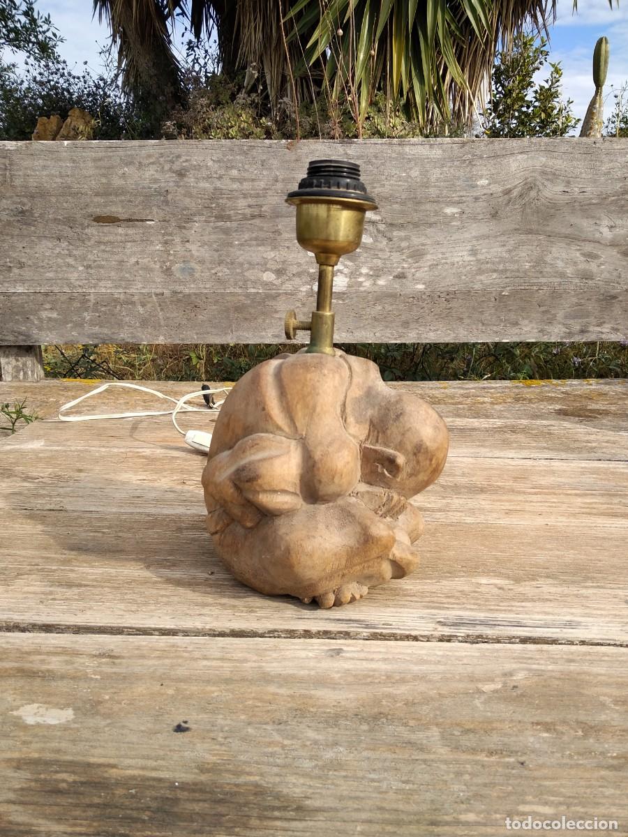 Antig&uuml;edades: lampara tallada en madera budha - Foto 10