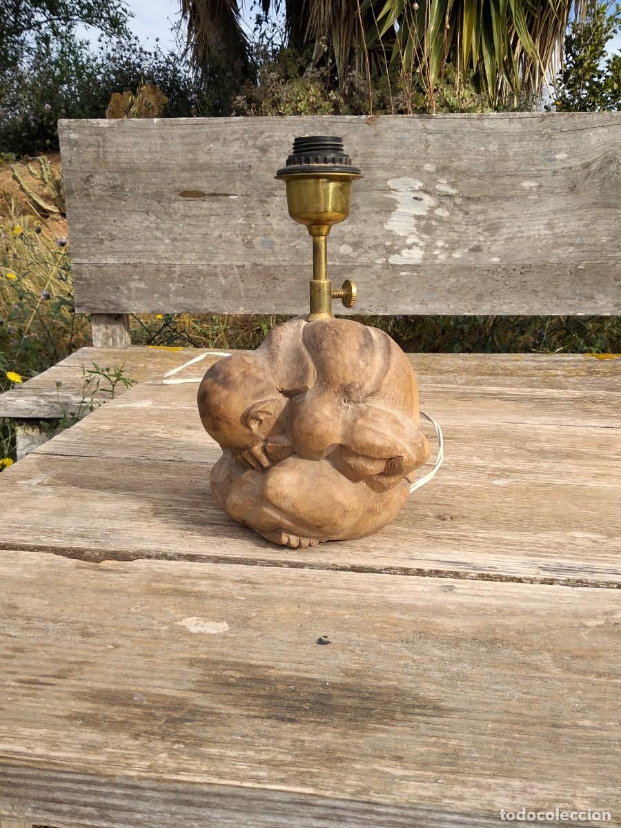 Antig&uuml;edades: lampara tallada en madera budha - Foto 11