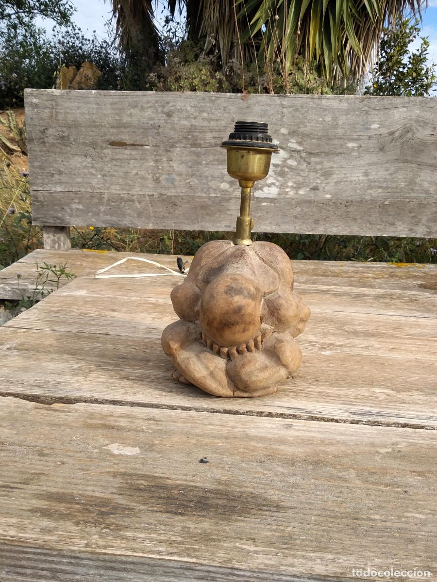 Antig&uuml;edades: lampara tallada en madera budha - Foto 12