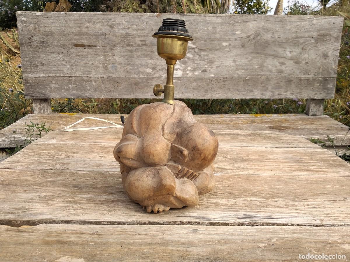 Antig&uuml;edades: lampara tallada en madera budha - Foto 13