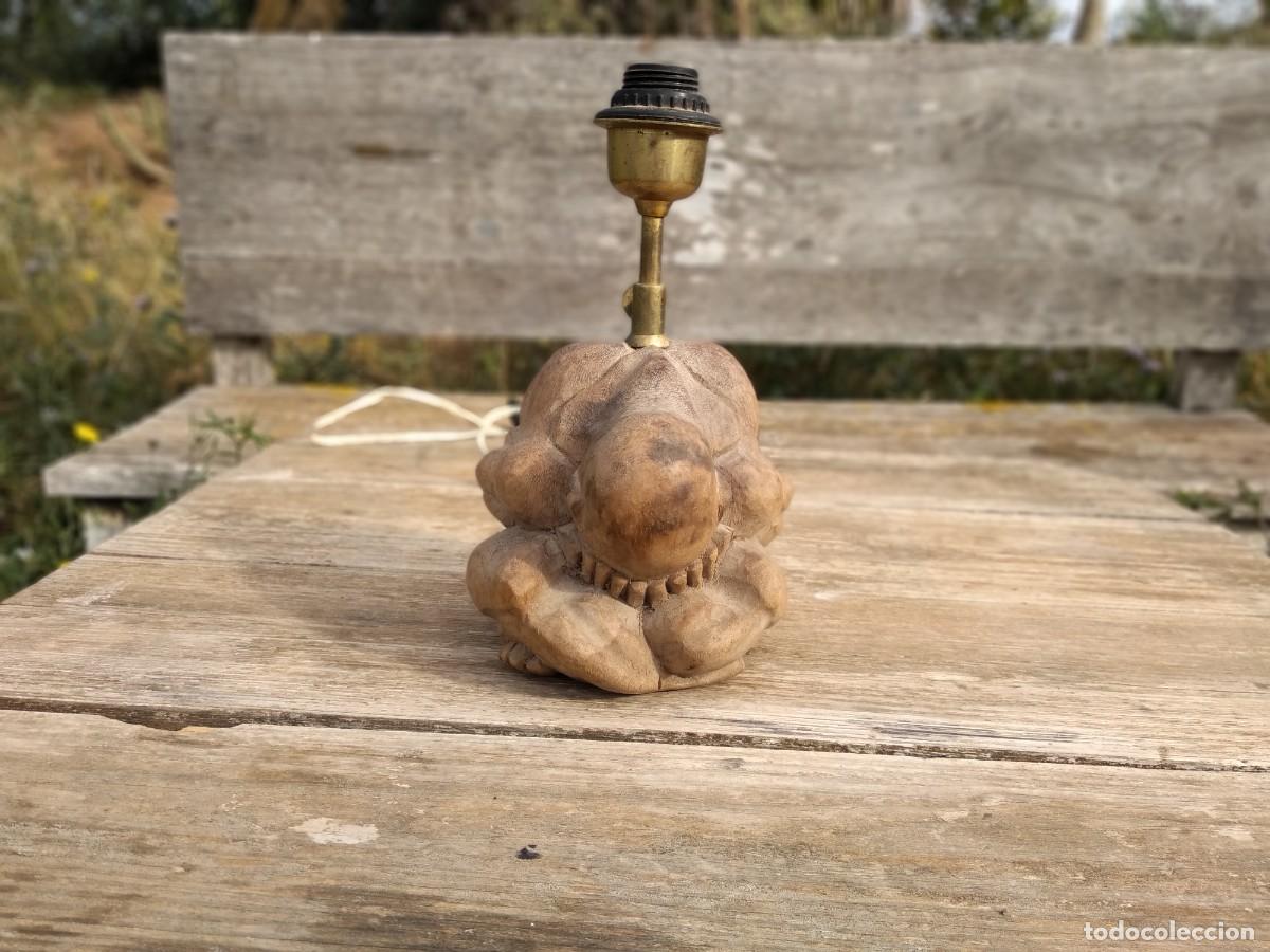 Antig&uuml;edades: lampara tallada en madera budha - Foto 14
