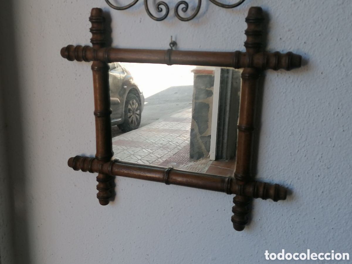 Antig&uuml;edades: Espejo antiguo falso bamb&uacute; - Foto 2
