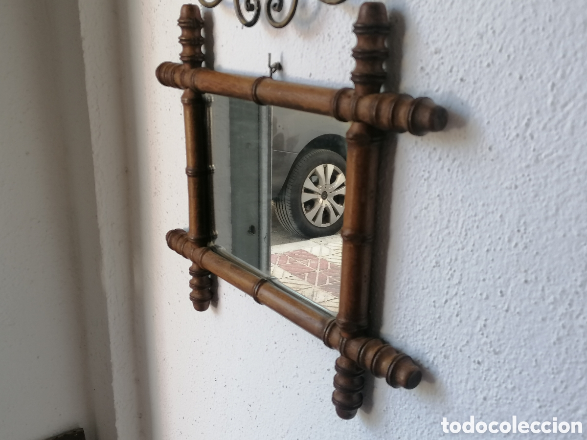 Antig&uuml;edades: Espejo antiguo falso bamb&uacute; - Foto 3