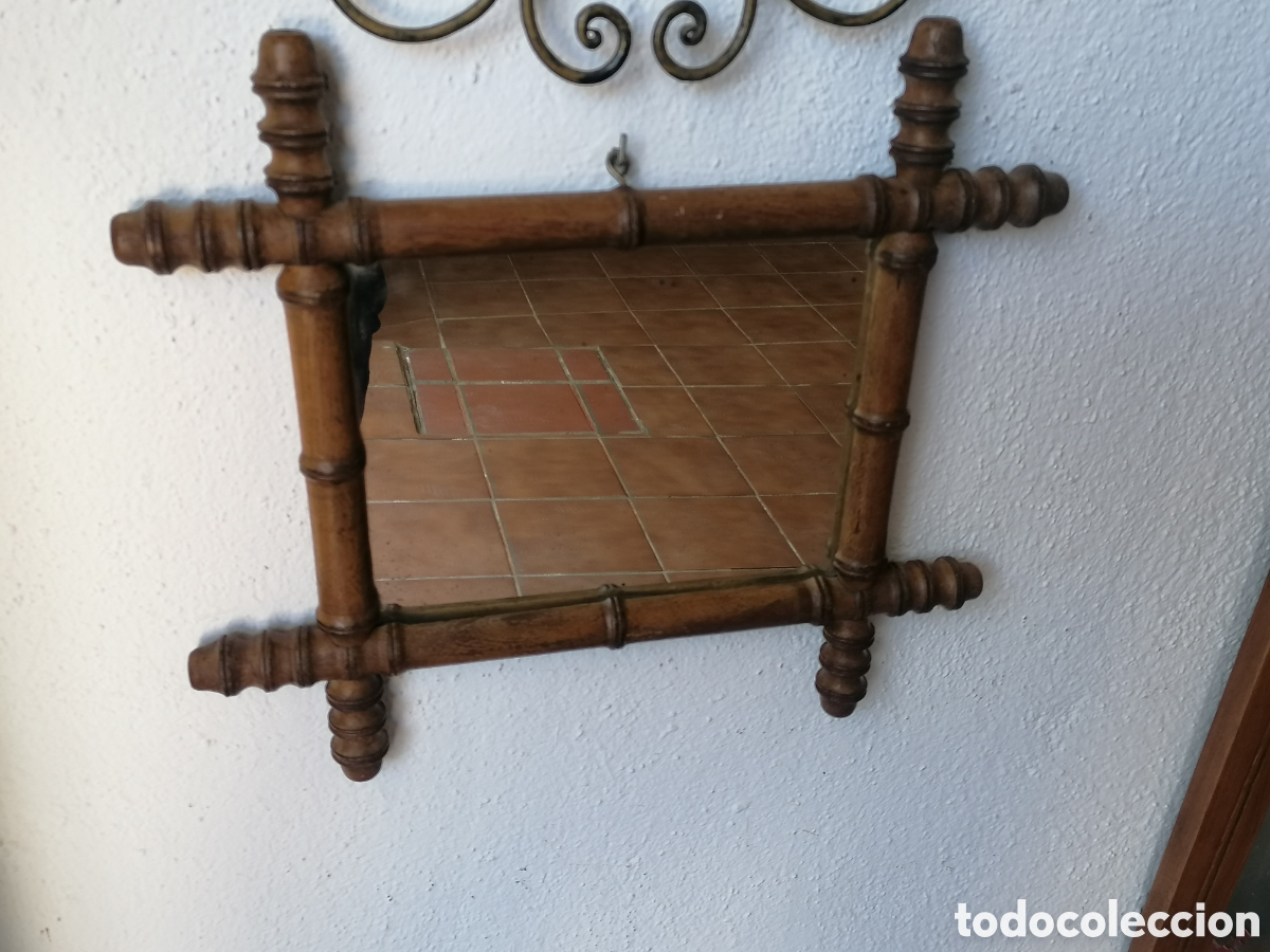 Antig&uuml;edades: Espejo antiguo falso bamb&uacute; - Foto 4