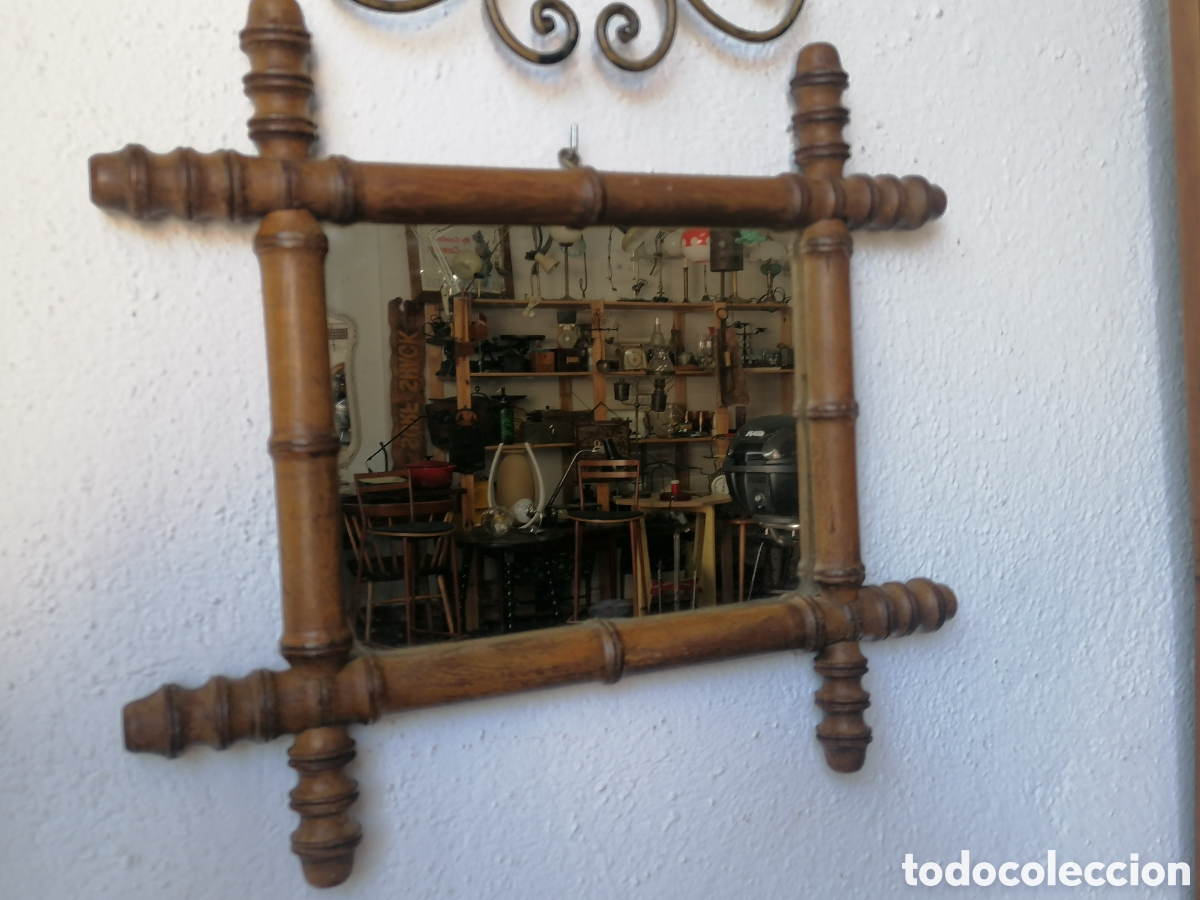 Antig&uuml;edades: Espejo antiguo falso bamb&uacute; - Foto 1