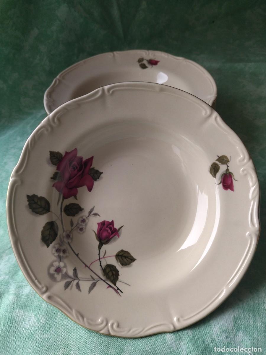 Antiques: Lote d 6 preciosos platos hondos porcelana p t tulowice made in poland,decorada con rosas,años 40/50
