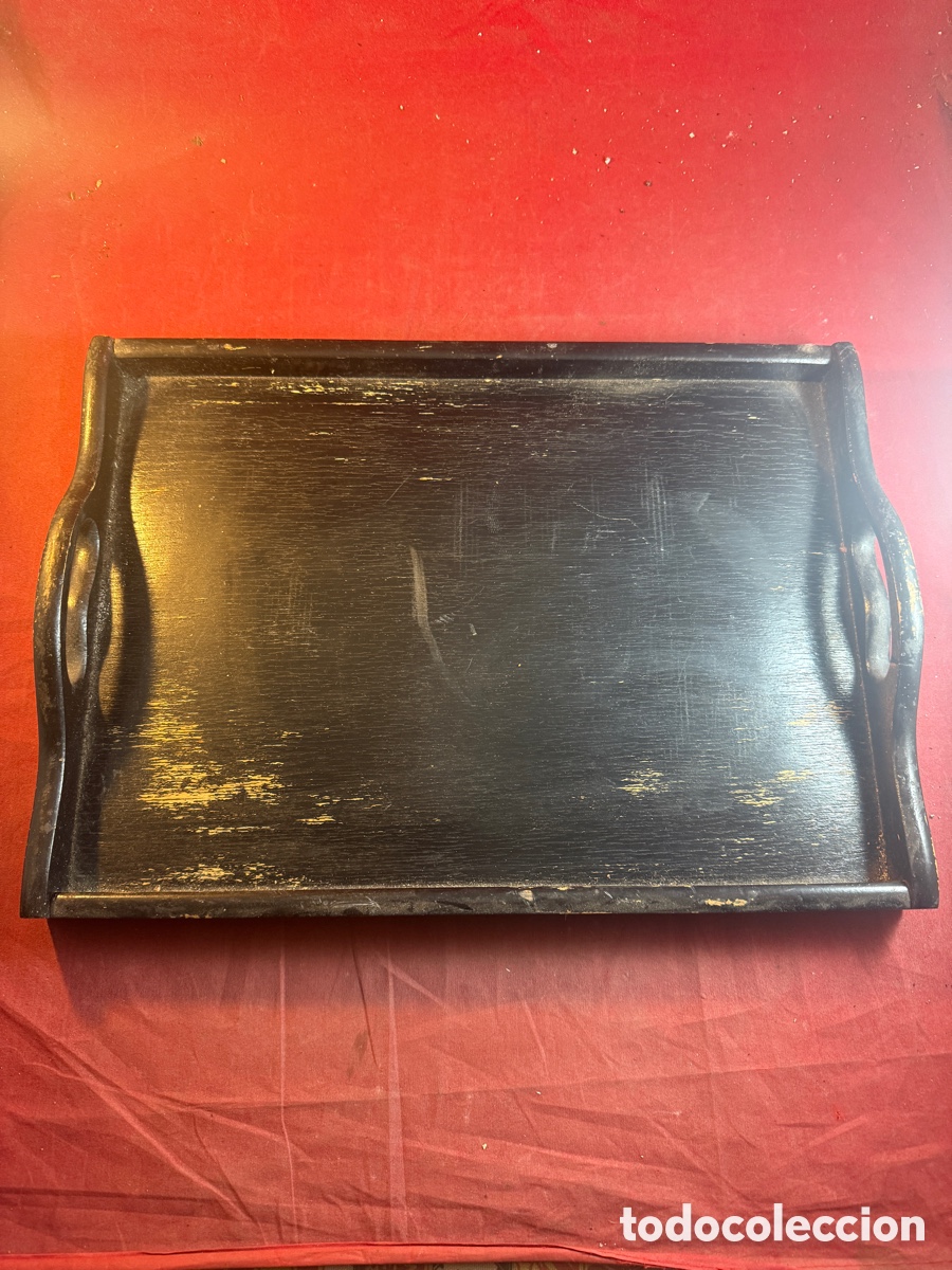 Antig&uuml;edades: Bandeja negra de madera - Foto 1