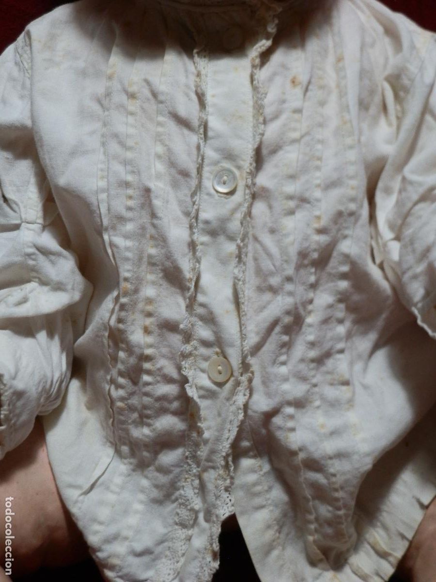 Antig&uuml;edades: ANTIGUA CAMISITA BEBE EN ALGOD&Oacute;N CON PUNTILLAS - Foto 8