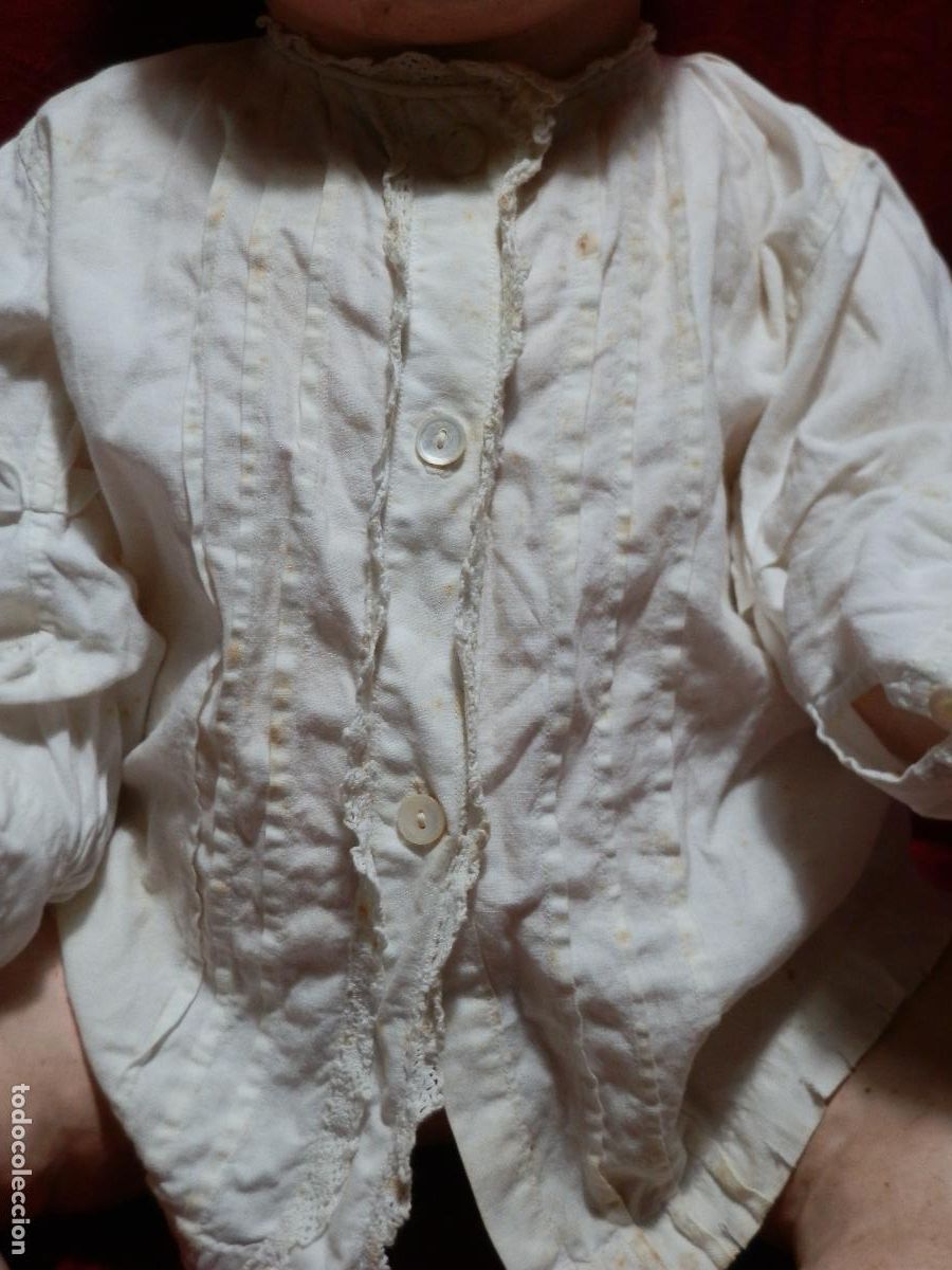 Antig&uuml;edades: ANTIGUA CAMISITA BEBE EN ALGOD&Oacute;N CON PUNTILLAS - Foto 1