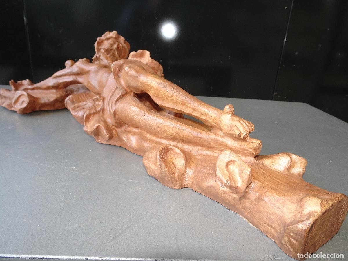Antig&uuml;edades: Cristo crucificado, en madera tallada. - Foto 7