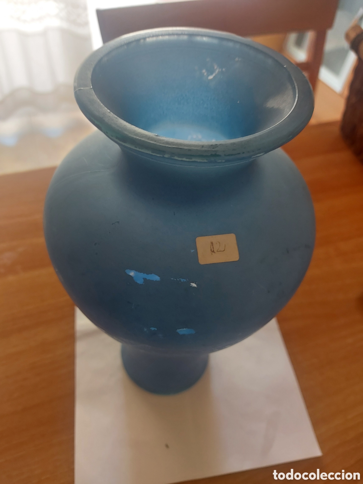 Antig&uuml;edades: jarron de cristal azul - Foto 1