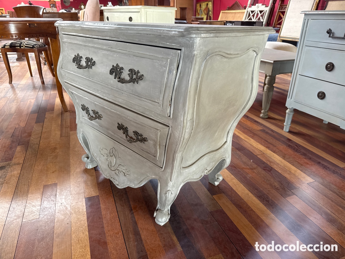 Antig&uuml;edades: C&oacute;moda p&aacute;tina gris con dos cajones - Foto 2