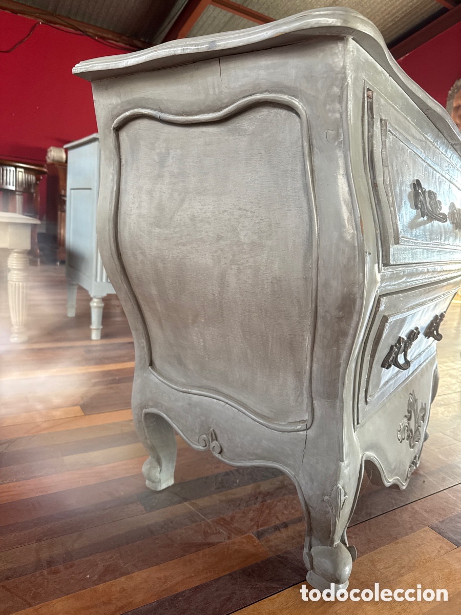 Antig&uuml;edades: C&oacute;moda p&aacute;tina gris con dos cajones - Foto 3