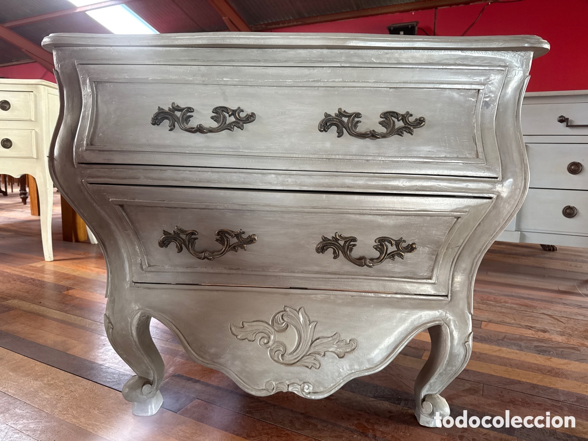Antig&uuml;edades: C&oacute;moda p&aacute;tina gris con dos cajones - Foto 1