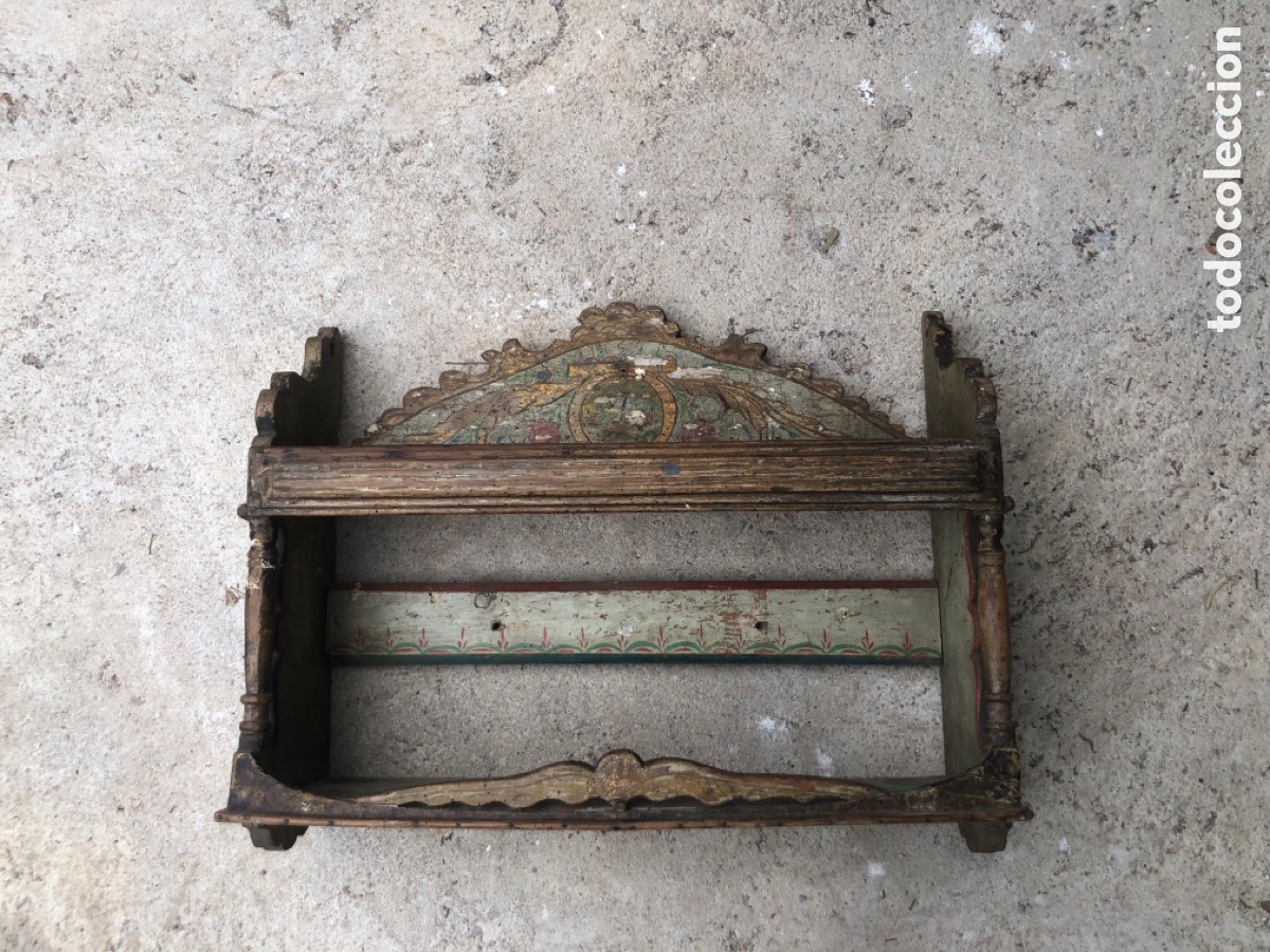 Antig&uuml;edades: Platero de madera pintado Iniesta - Foto 2