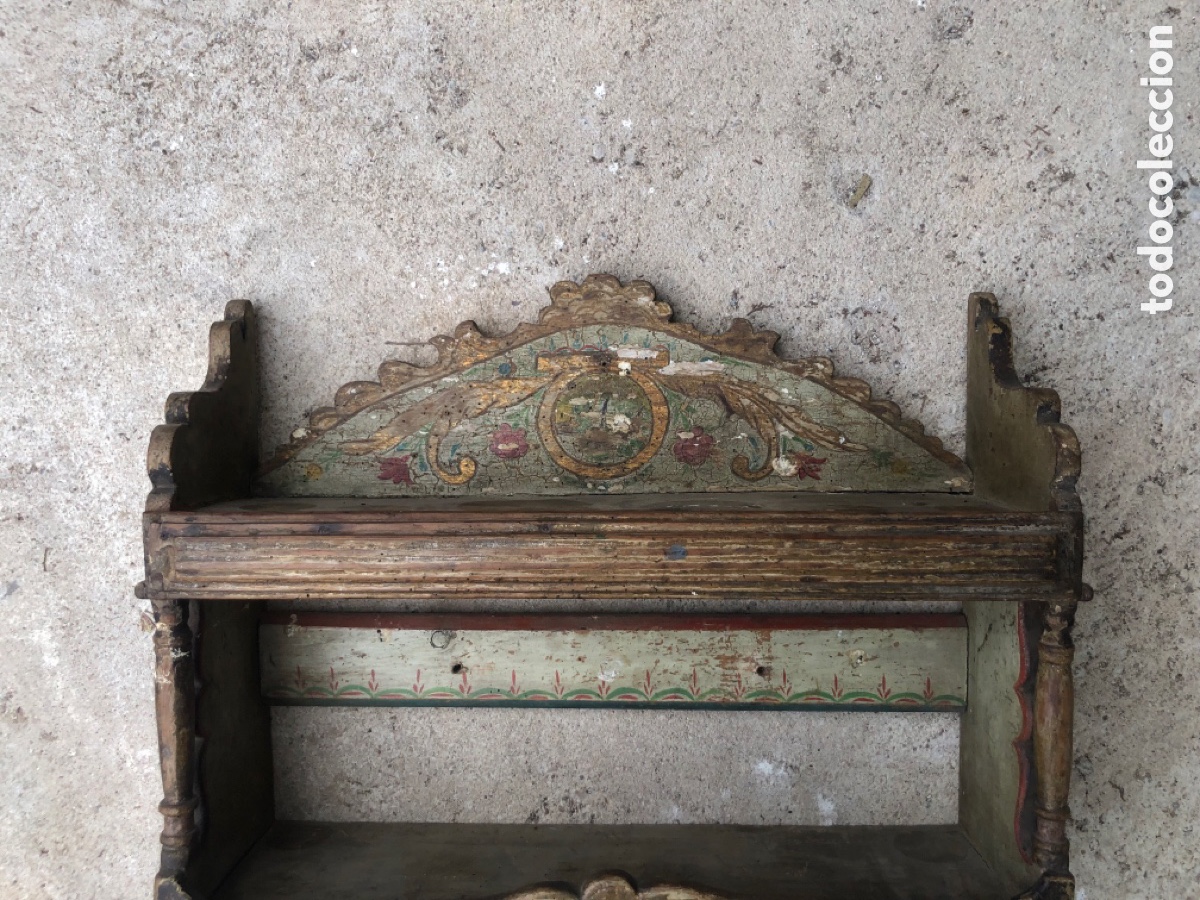 Antig&uuml;edades: Platero de madera pintado Iniesta - Foto 3
