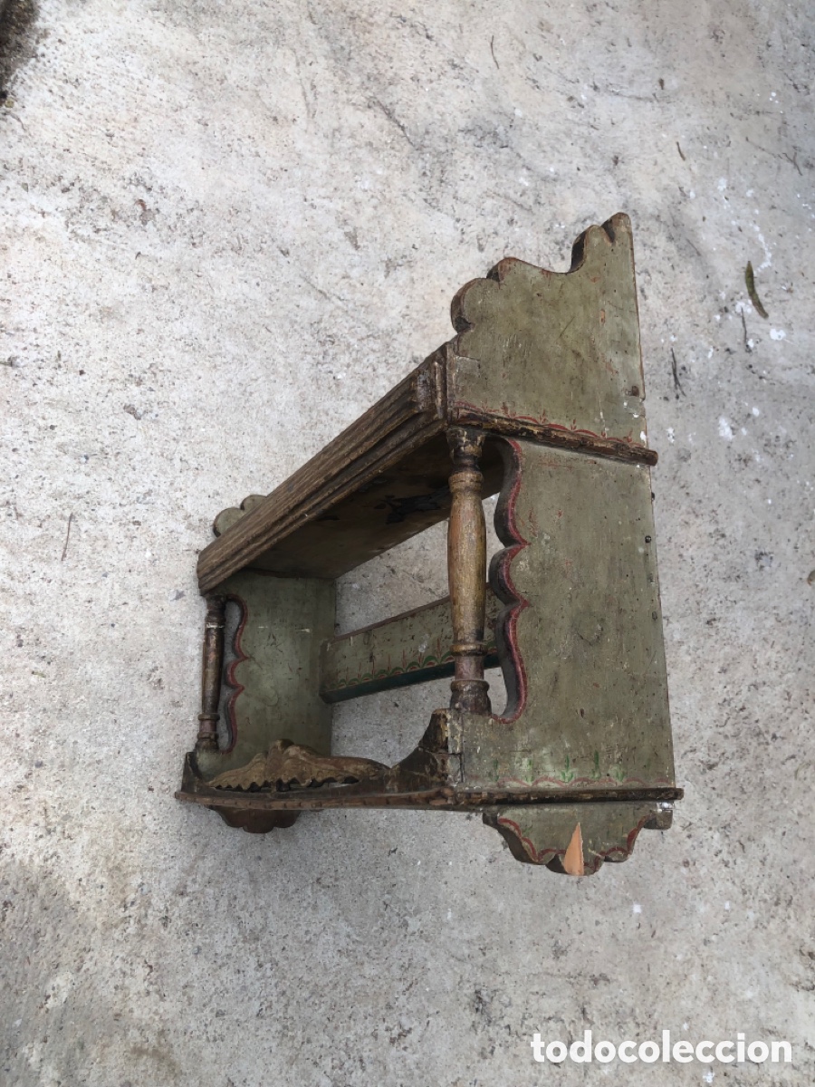 Antig&uuml;edades: Platero de madera pintado Iniesta - Foto 4