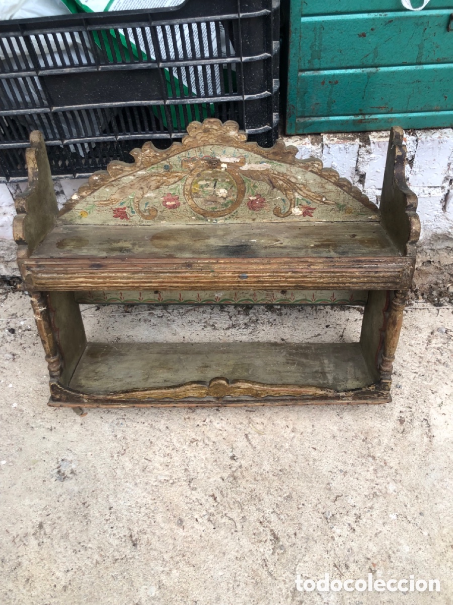 Antig&uuml;edades: Platero de madera pintado Iniesta - Foto 1