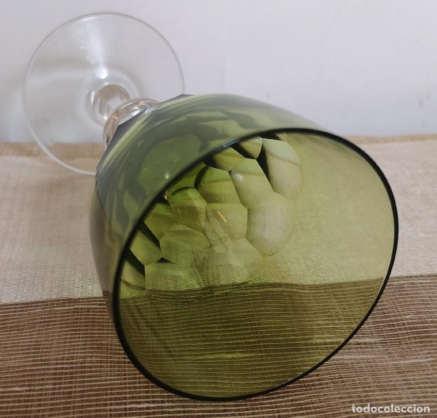 Antig&uuml;edades: Juego Copas Cristal Verde - Foto 6
