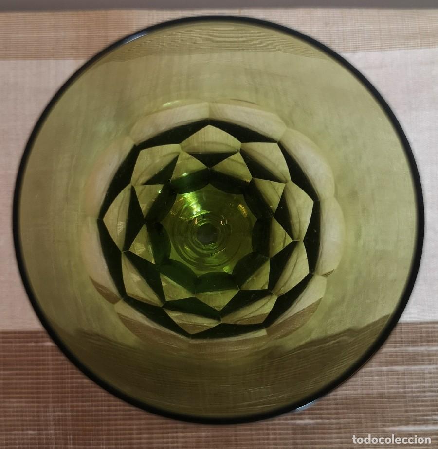 Antig&uuml;edades: Juego Copas Cristal Verde - Foto 7