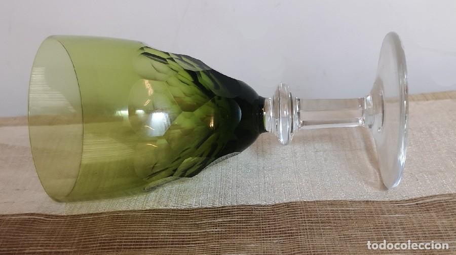 Antig&uuml;edades: Juego Copas Cristal Verde - Foto 8