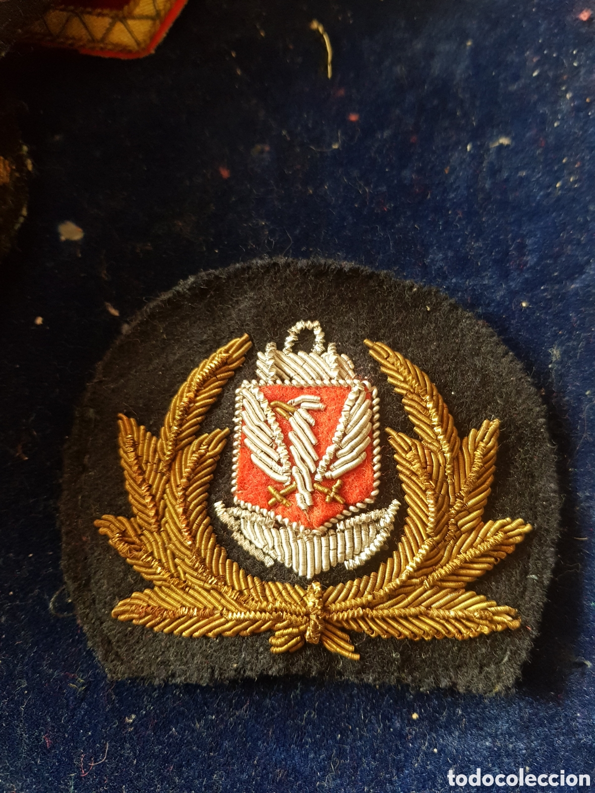 Antiquit&auml;ten: ANTIGUA GALLETA DE LA MARINA BORDADA PARA GORRA
