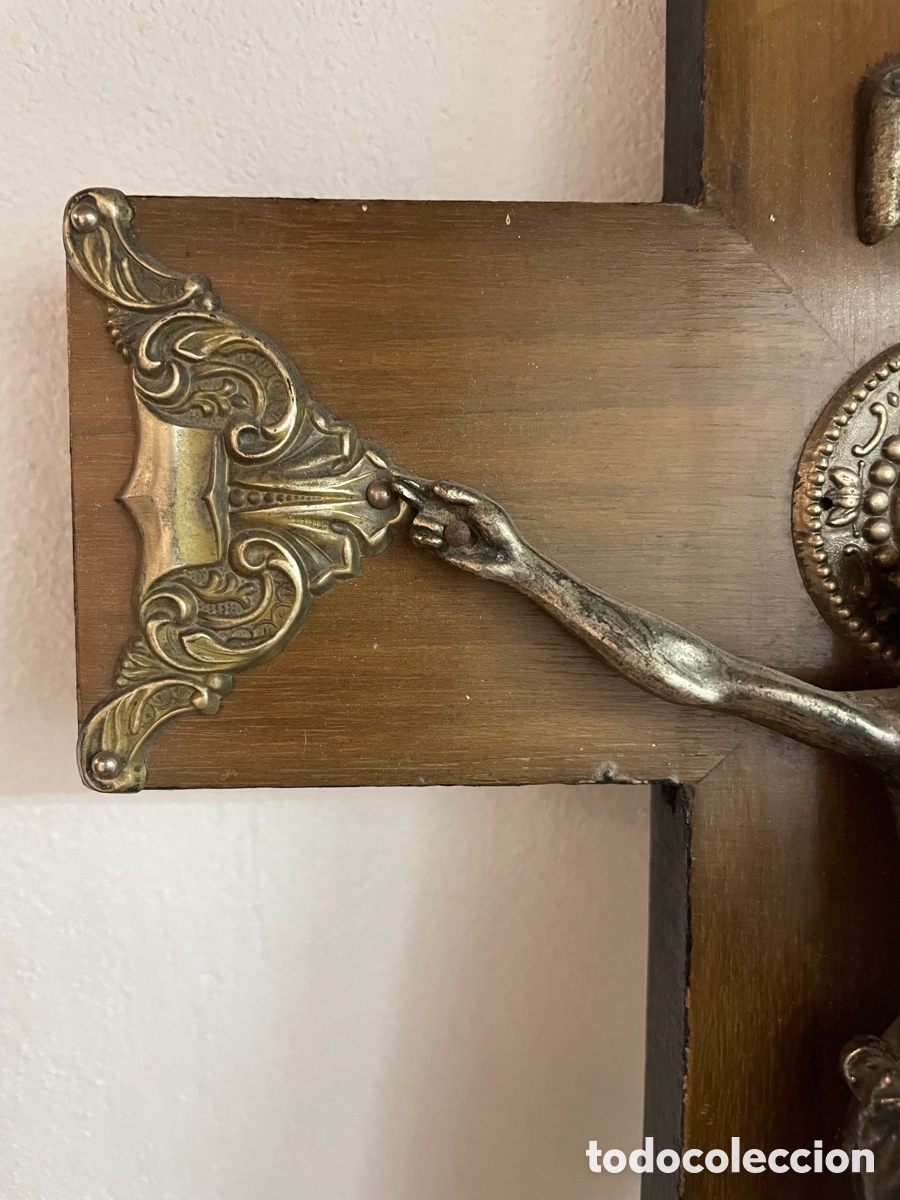 Antig&uuml;edades: Cruz antigua madera y bronce - Foto 4
