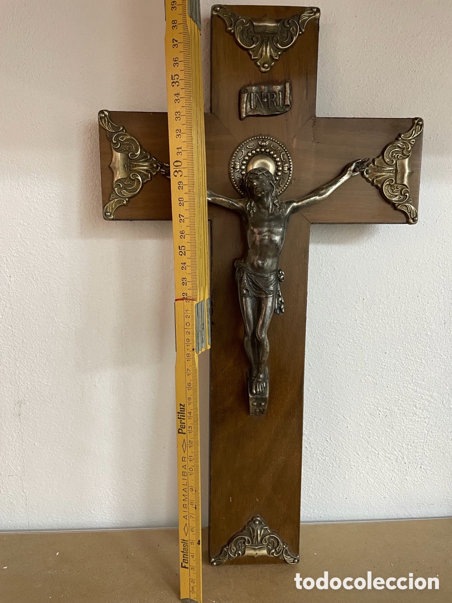 Antig&uuml;edades: Cruz antigua madera y bronce - Foto 5
