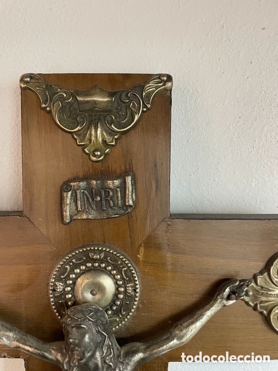 Antig&uuml;edades: Cruz antigua madera y bronce - Foto 6