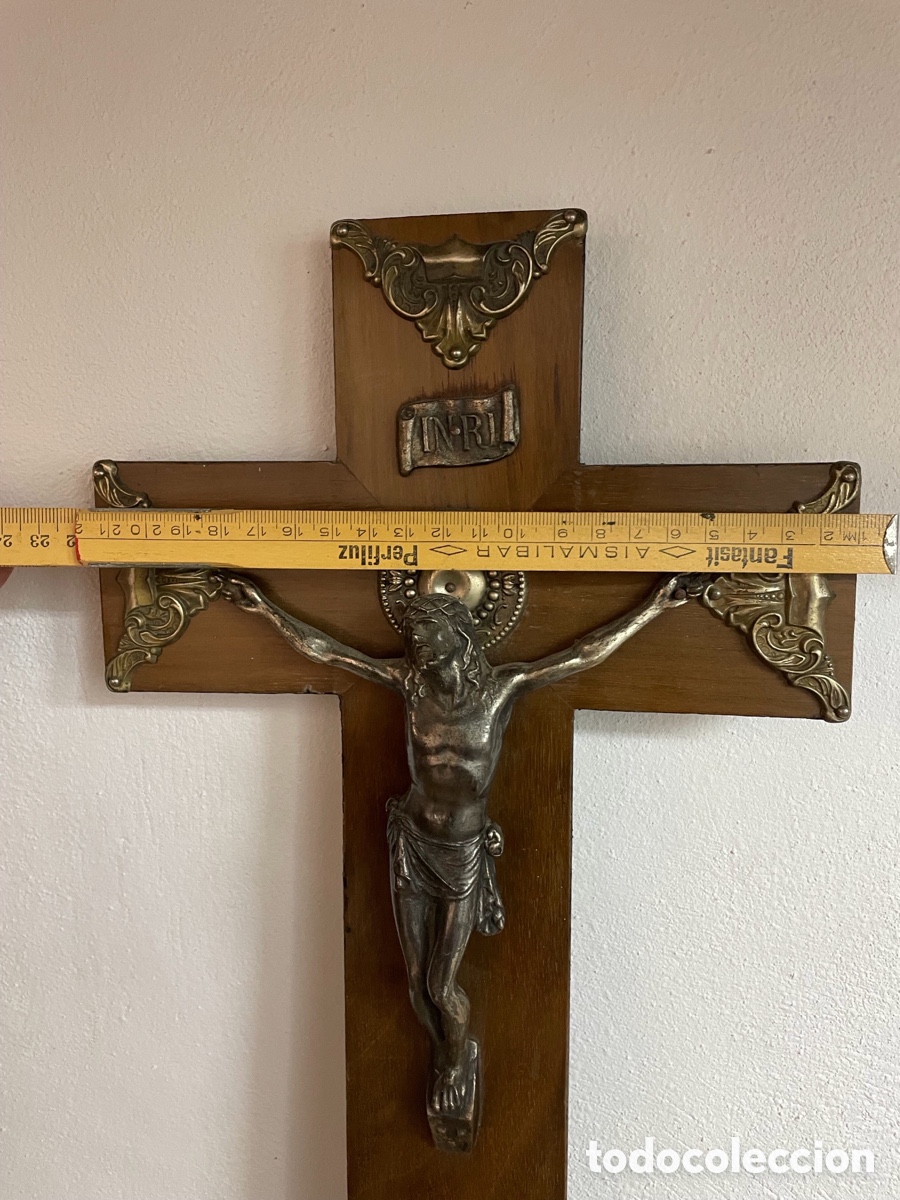 Antig&uuml;edades: Cruz antigua madera y bronce - Foto 7