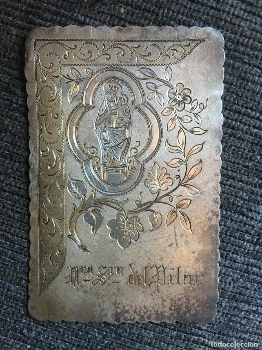 Antig&uuml;edades: Placa de plata virgen del pilar - Foto 1