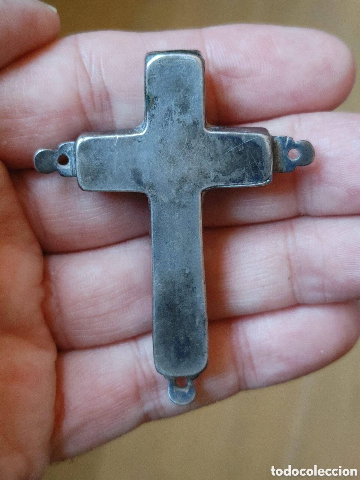 Antig&uuml;edades: Cruz en madera y plata. S. XVIII. - Foto 2