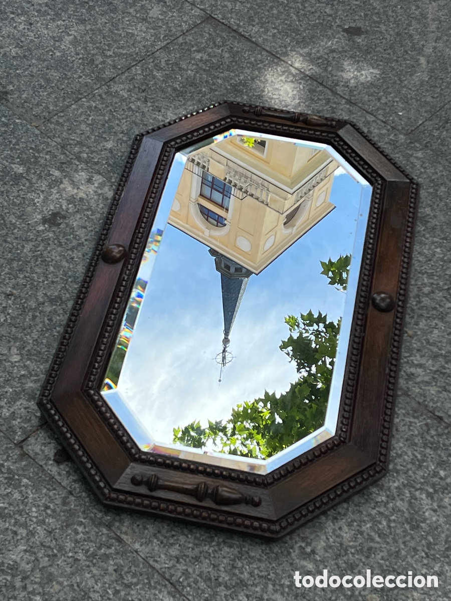 Antig&uuml;edades: Espejo de roble con cristal biselado - Foto 3