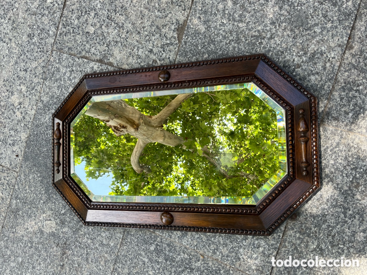 Antig&uuml;edades: Espejo de roble con cristal biselado - Foto 6