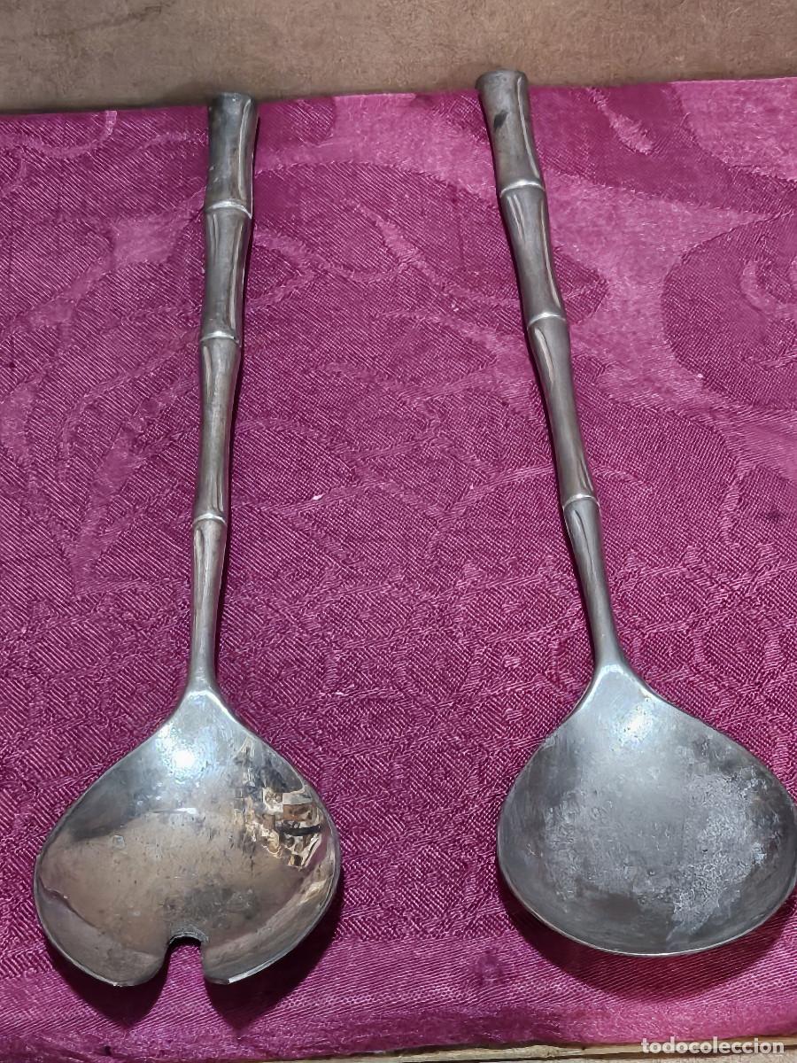 Antig&uuml;edades: 2 cucharrones y trinchador de alpaca - Foto 1