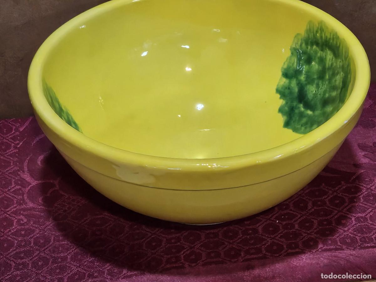 Antig&uuml;edades: lebrillo amarillo de ceramica - Foto 1