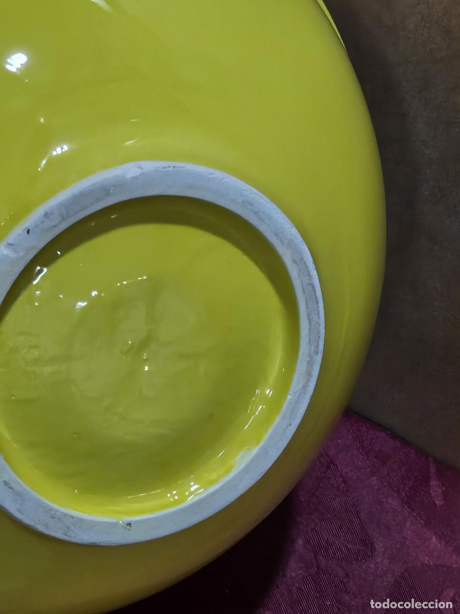 Antig&uuml;edades: lebrillo amarillo de ceramica - Foto 3