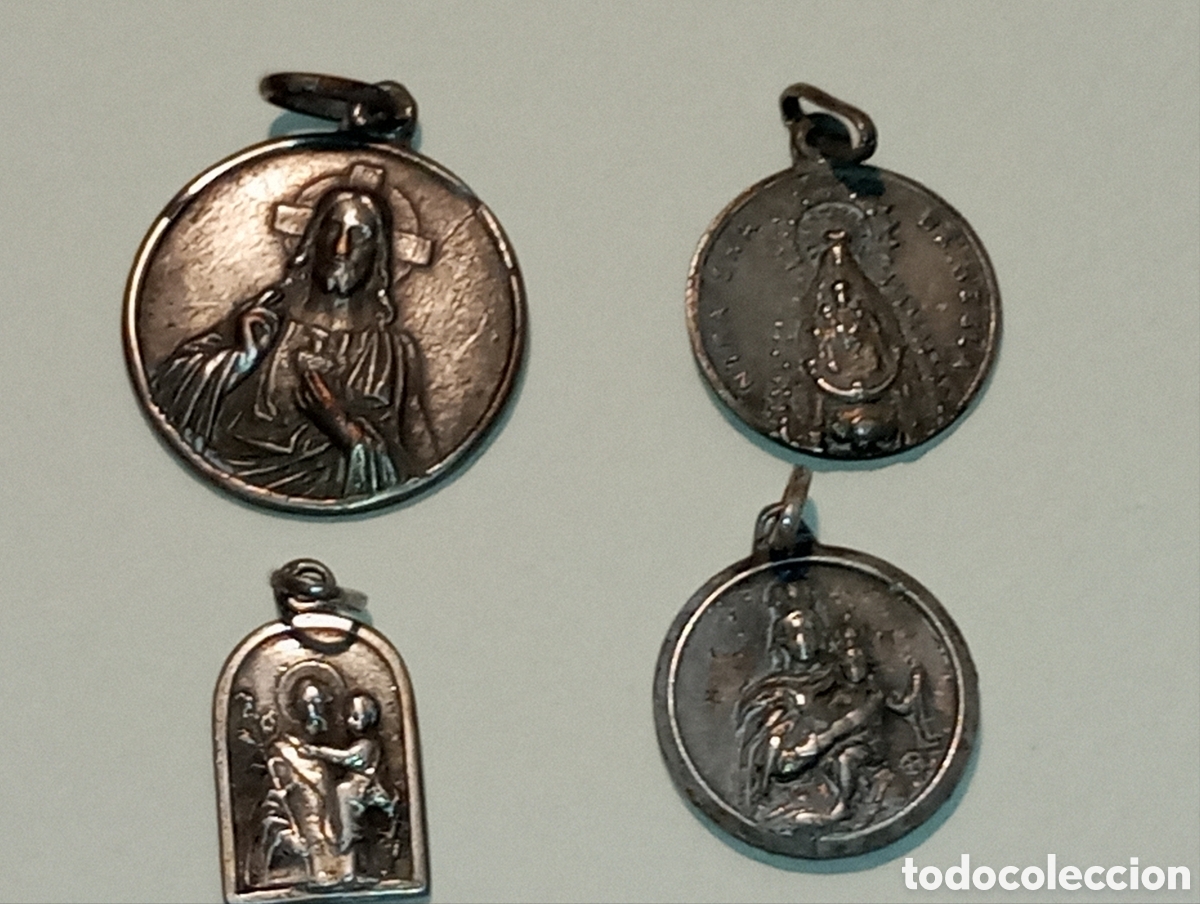 Antig&uuml;edades: 4 medallas religiosas 2 de plata - Foto 1