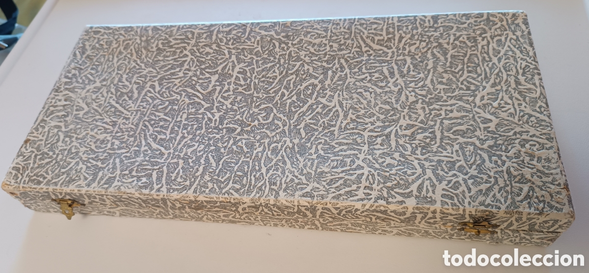Antig&uuml;edades: CAJA ESTUCHE cubiertos servir postre, ba&ntilde;o de plata. - Foto 3