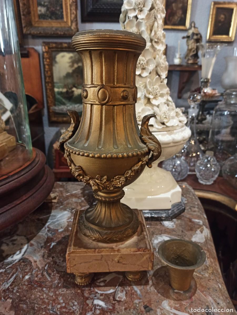 Antig&uuml;edades: PAREJA DE COPAS ESTILO IMPERIO DE BRONCE Y M&Aacute;RMOL - Foto 2