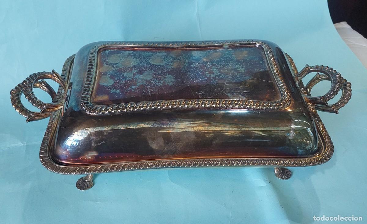 Antig&uuml;edades: Plato de entrada de metal plateado - Foto 1