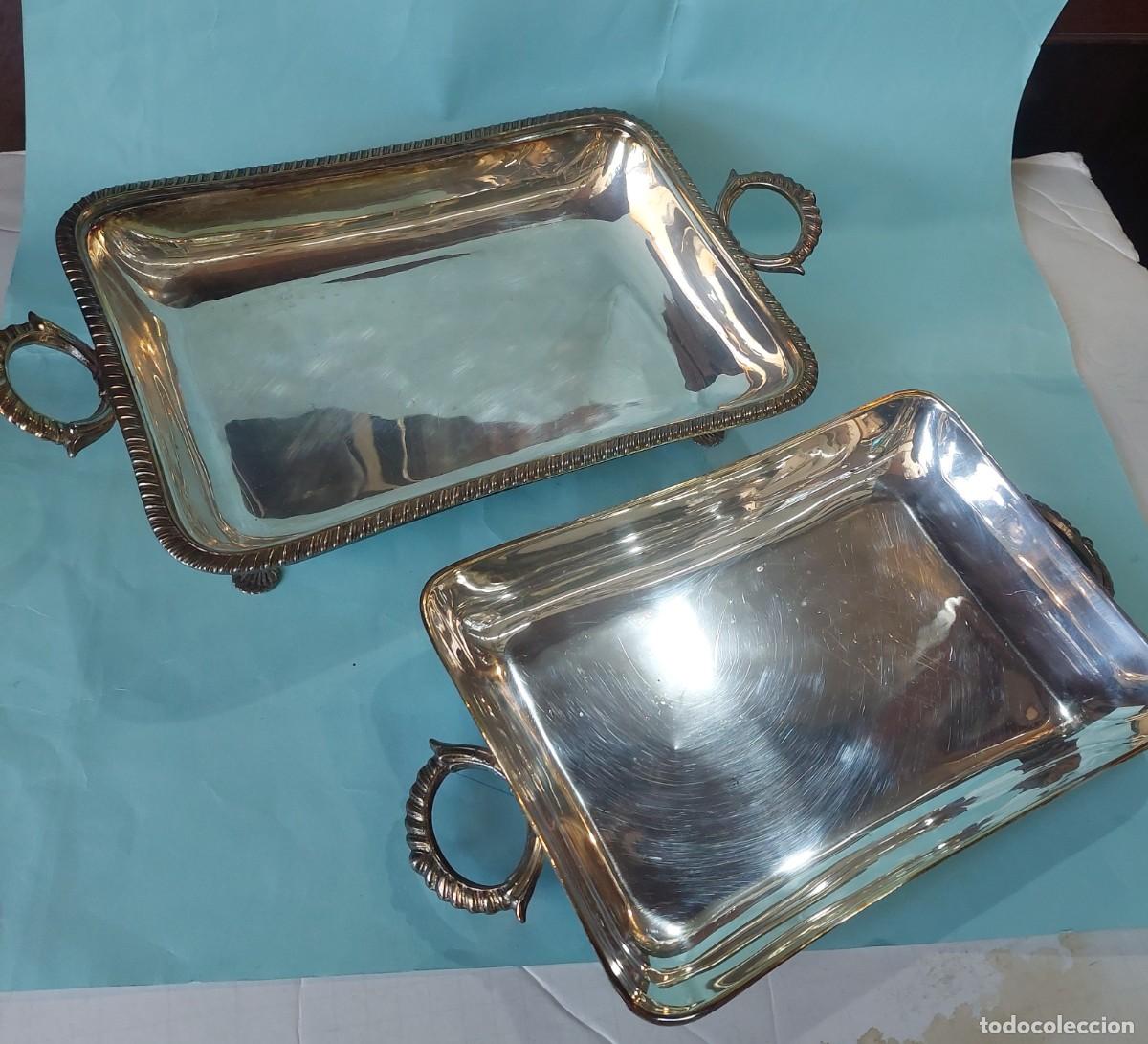 Antig&uuml;edades: Plato de entrada de metal plateado - Foto 2