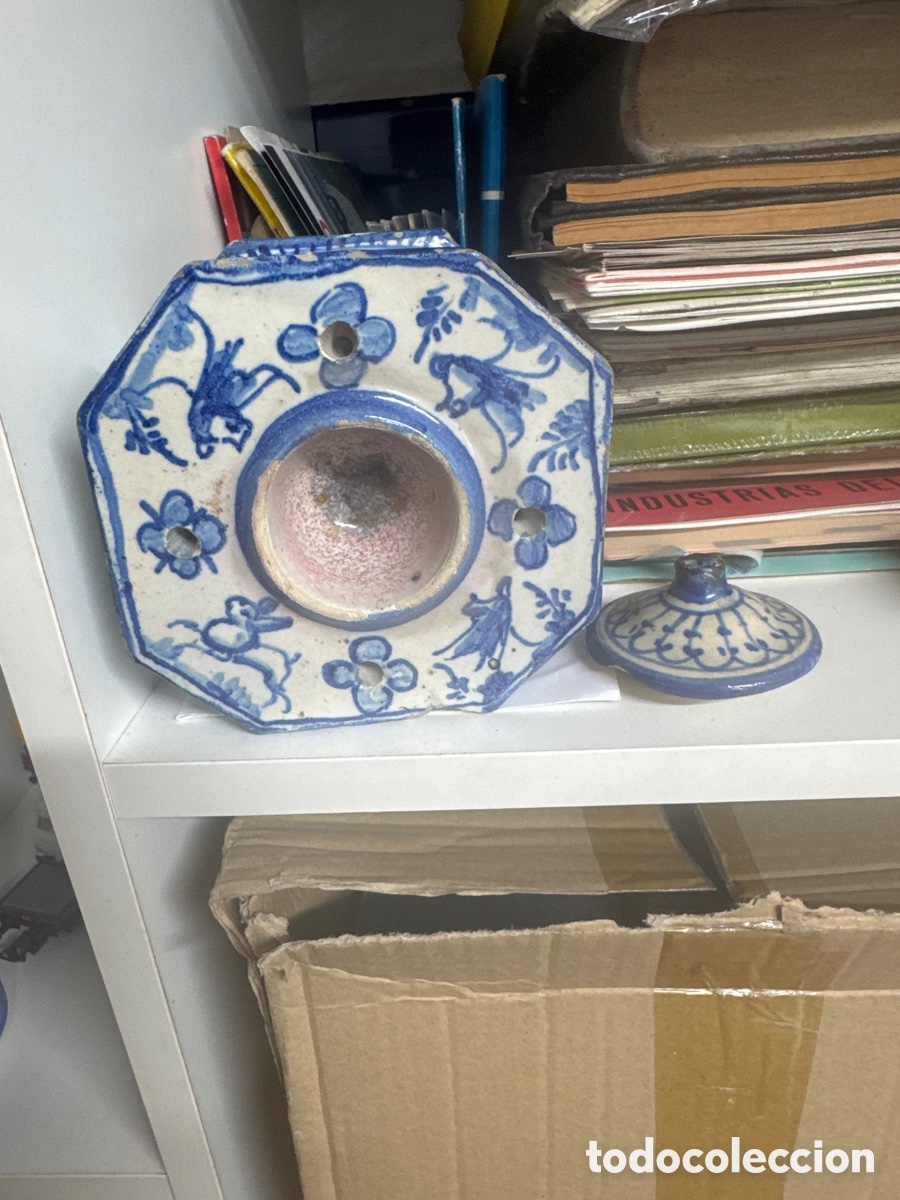 Antig&uuml;edades: Antiguo tintero de Talavera - Foto 2